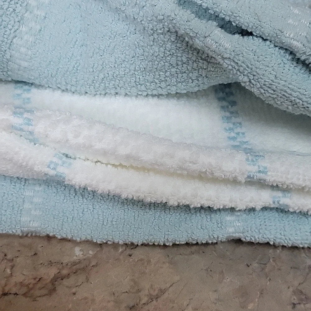 Set of 3 Madison Studio Kitchen Towels Light Blue White Cotton Waffle 18